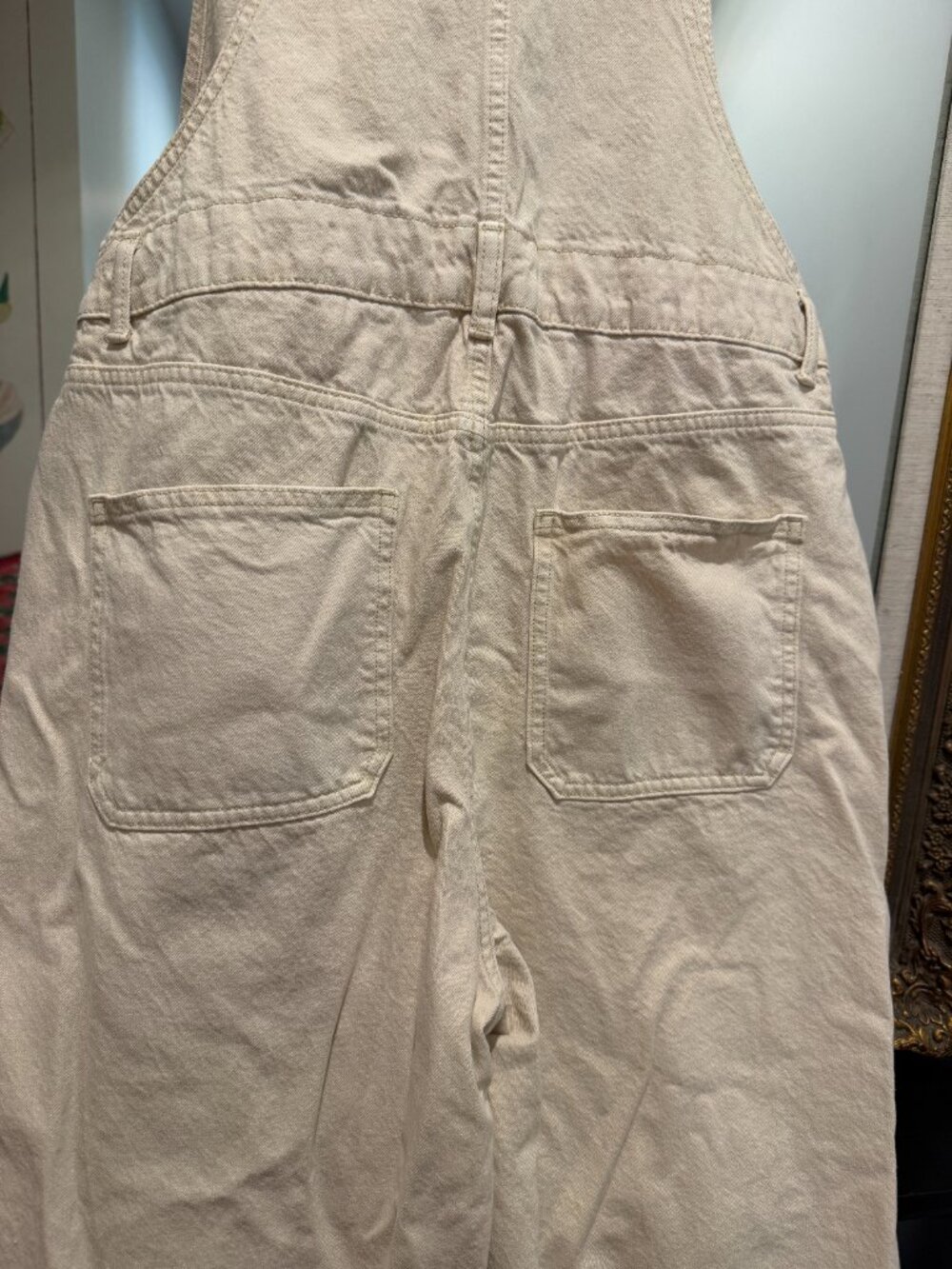 Primark Cream Denim Wide Leg Overalls Dungarees Size 12 - Picture 5 of 7
